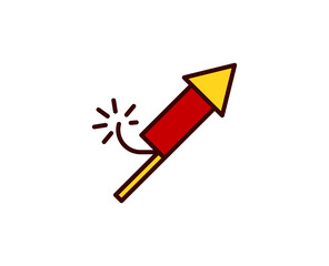 Fireworks flat icon. Single high quality outline symbol for web design or mobile app.  Holidays thin line signs for design logo, visit card, etc. Outline pictogram EPS10