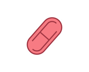 Pills flat icon. Thin line signs for design logo, visit card, etc. Single high-quality outline symbol for web design or mobile app. Medical outline pictogram.
