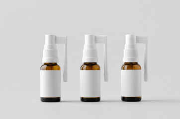 Oral, throat spray mockup. Amber bottle with blank label.