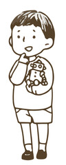 ロボットのおもちゃを持つ男の子