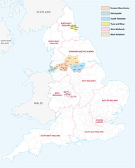 Outline vector map of the six metropolitan counties of England, United Kingdom