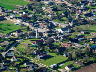 Fototapeta na wymiar vue aérienne d'un village de campagne à Canappeville dans l'Eure en France