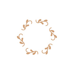 frame leaf logo vector with flat brown color style