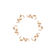 frame leaf logo vector with flat brown color style