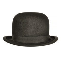 Vintage black bowler hat isolated on white