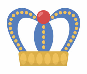 Fairy tale crown isolated on white background. Vector fantasy king or queen accessory. Sovereign authority symbol. Medieval fairytale royal jewelry icon. Cartoon magic object.