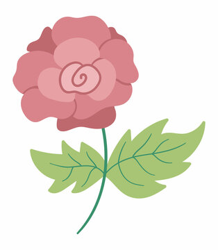Vector rose icon. Beautiful garden flower illustration isolated on white background.