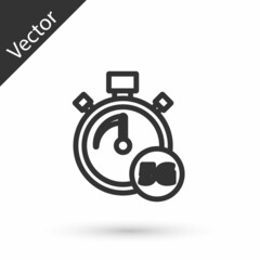 Grey line Digital speed meter concept with 5G icon isolated on white background. Global network high speed connection data rate technology. Vector