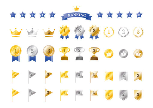 グラデーションのランキングアイコンのセット