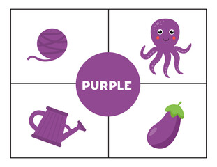 Learning basic primary colors for children. Purple.