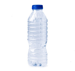 Plastic water bottle isolated on white background with clipping path.