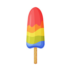 Colorful Fruit Ice Cream on Stick as Frozen Dessert and Sweet Snack Vector Illustration
