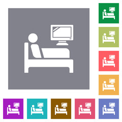 Hospital ward square flat icons