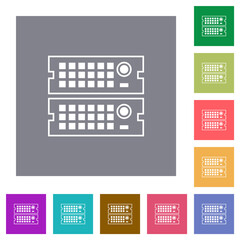 Rack servers outline square flat icons