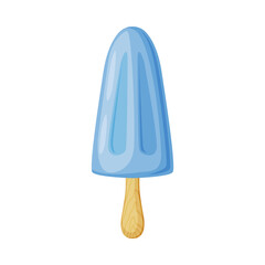 Blue Ice Cream on Wooden Stick as Frozen Dessert and Sweet Snack Vector Illustration