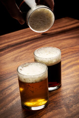 pilsner and beer jelly dessert in glass at restaurant