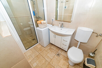 The bathroom on house on the Adriatic Sea Apartment Carpet Diem in Utjeha, Montenegro.