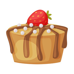 Ice Cream Chocolate Top with Sprinkle and Strawberry Vector Illustration