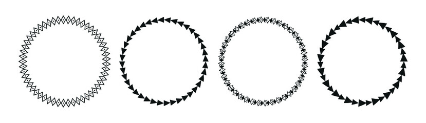 A set of four Greek patterns in round frames