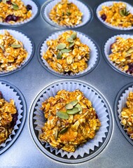 Pumpkin spice oatmeal muffins fresh from the oven