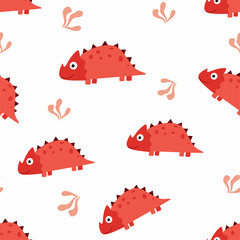 Children's cartoon vector cute pattern with dinosaurs.