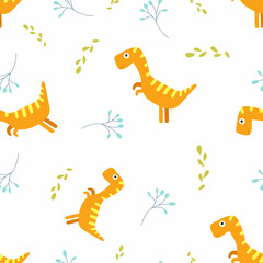 Children's cartoon vector cute pattern with dinosaurs.