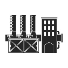 Factory building vector icon.Black vector icon isolated on white background factory building.