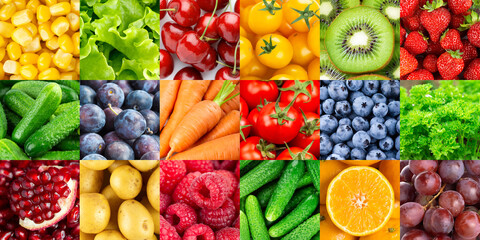 Background of fruits and vegetables. Fresh color  food. Healthy food
