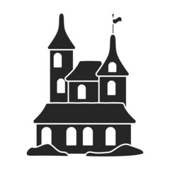 Sand castle vector icon.Black vector icon isolated on white background sand castle.