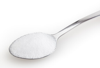 Spoon of salt isolated on white background with clipping path