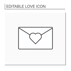 Romantic letter line icon. Love letter for beloved person. Love declaration. Love concept. Isolated vector illustration. Editable stroke