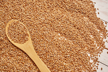 wooden table healthy breakfast close-up