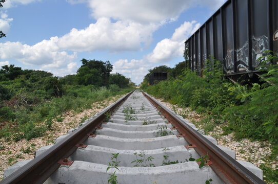 Abandoned railway near Valladolid, Mexico