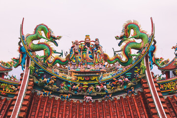 chinese dragon statue on roof