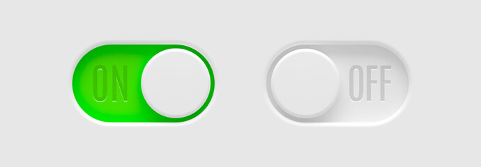 On and Off toggle switch buttons. Material design switch  buttons set. Vector illustration. - 456737397