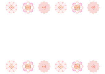 和風のかわいい花フレームイラスト