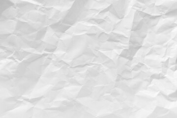 White crumpled paper texture background.