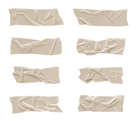 Realistic adhesive tape collection Sticky scotch tape of different sizes.