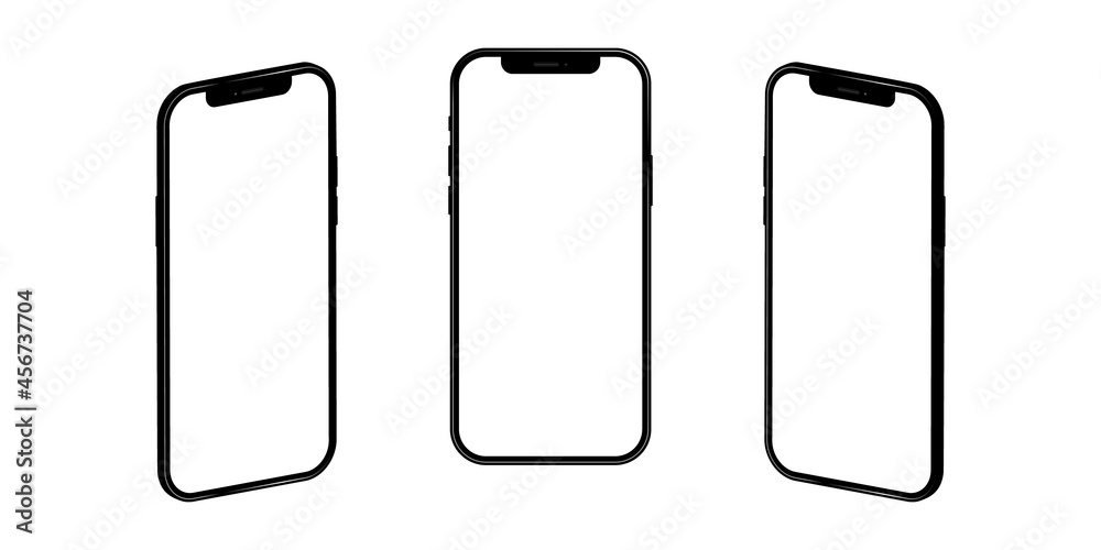 Poster realistic models smartphone with transparent screens. smartphone mockup collection. device front vie