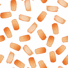 Hand Painted Brush Stroke Seamless Watercolor Pattern. Abstract watercolour shapes in Orange Color. Artistic Design for Fabric and Background