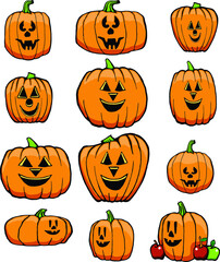 set of jack o lantern pumpkins | Halloween design
