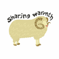 Sheep with quote sharing warmth.