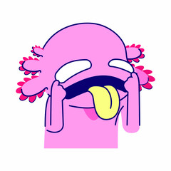 cute axolotl mocking pose vector illustration