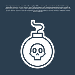 Blue line Bomb ready to explode icon isolated on blue background. Vector