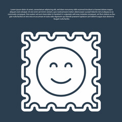 Blue line LSD acid mark icon isolated on blue background. Acid narcotic. Postmark. Postage stamp. Health danger. Vector