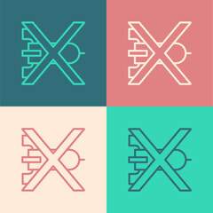 Pop art line No war icon isolated on color background. The peace symbol. Vector