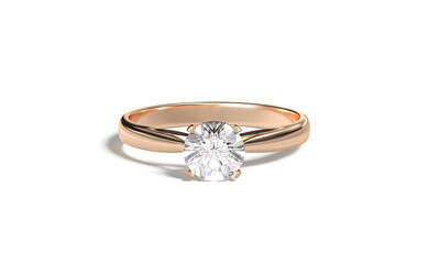 Blank gold ring with diamond mockup, front view