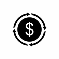Growth dollar, circle arrows with dollar, business vector icon