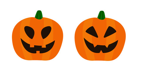 Set of halloween pumpkins on white background isolated vector
