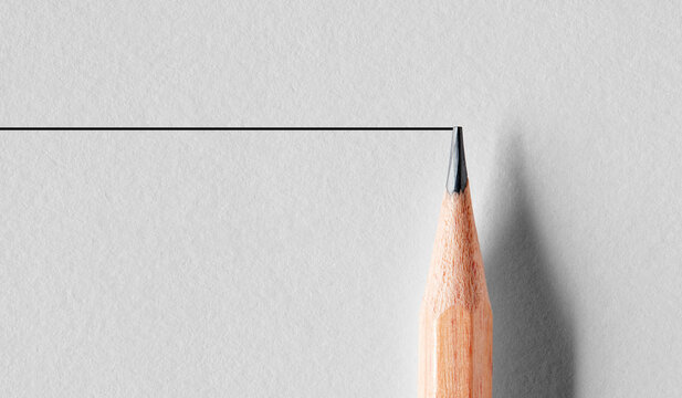 Wooden pencil draws a straight line. Stability or stagnancy concept in business